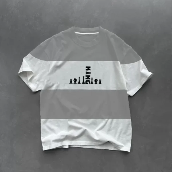 Unisex Bisiklet Yaka Baskılı Parçalı Oversize T-Shirt