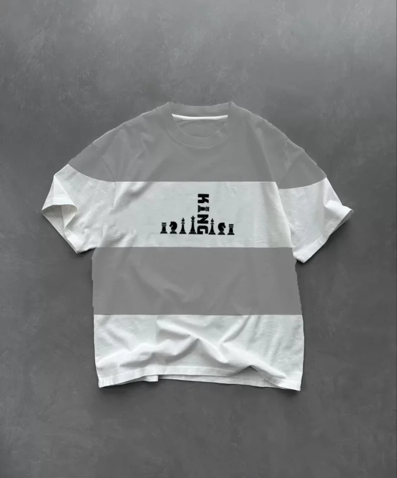 33ece192e9ee26d1d12d5cdb6bda57a8_83819-0.jpg Unisex Bisiklet Yaka Baskılı Parçalı Oversize T-Shirt - Görsel 1