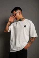 Unisex Bisiklet Yaka Baskılı Oversize T-Shirt