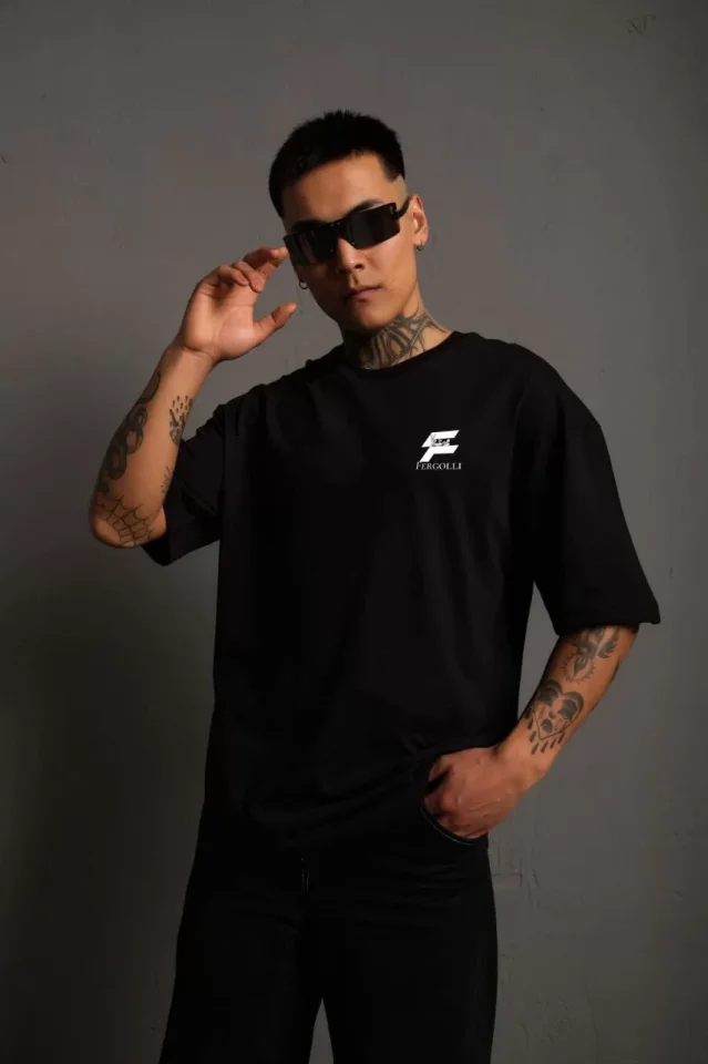 33ece192e9ee26d1d12d5cdb6bda57a8_83844-0.jpg Unisex Bisiklet Yaka Baskılı Oversize T-Shirt - Görsel 1