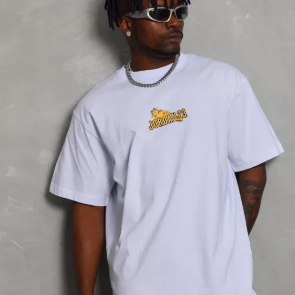 Unisex Bisiklet Yaka Baskılı Oversize T-Shirt