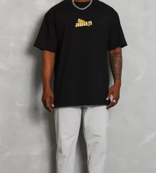 Unisex Bisiklet Yaka Baskılı Oversize T-Shirt