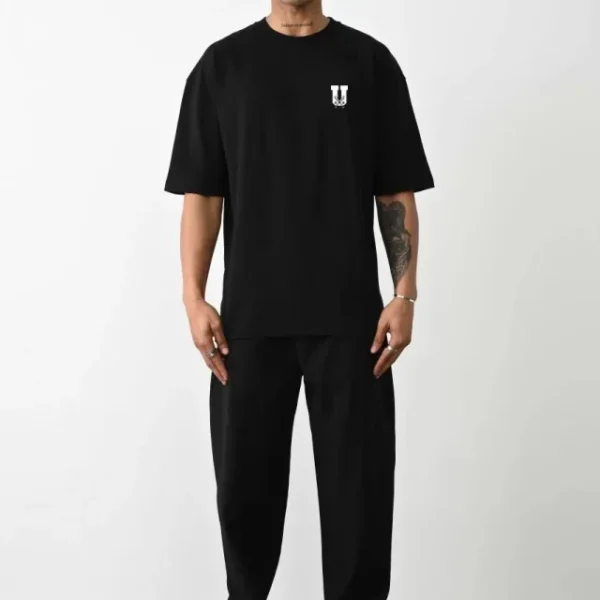 Unisex Bisiklet Yaka Baskılı Oversize T-Shirt
