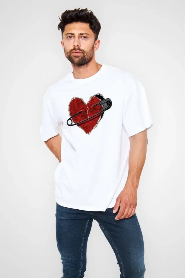 33ece192e9ee26d1d12d5cdb6bda57a8_83881-0.jpg Unisex Bisiklet Yaka Baskılı Oversize T-Shirt - Görsel 1