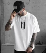 Unisex Bisiklet Yaka Baskılı Oversize T-Shirt - Görsel 2