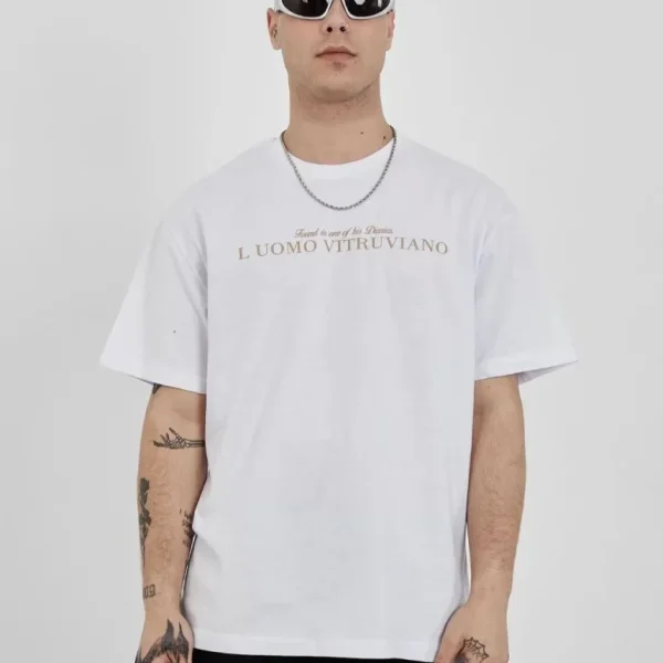 Unisex Bisiklet Yaka Baskılı Oversize T-Shirt