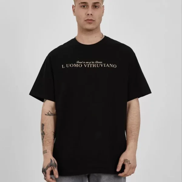 Unisex Bisiklet Yaka Baskılı Oversize T-Shirt