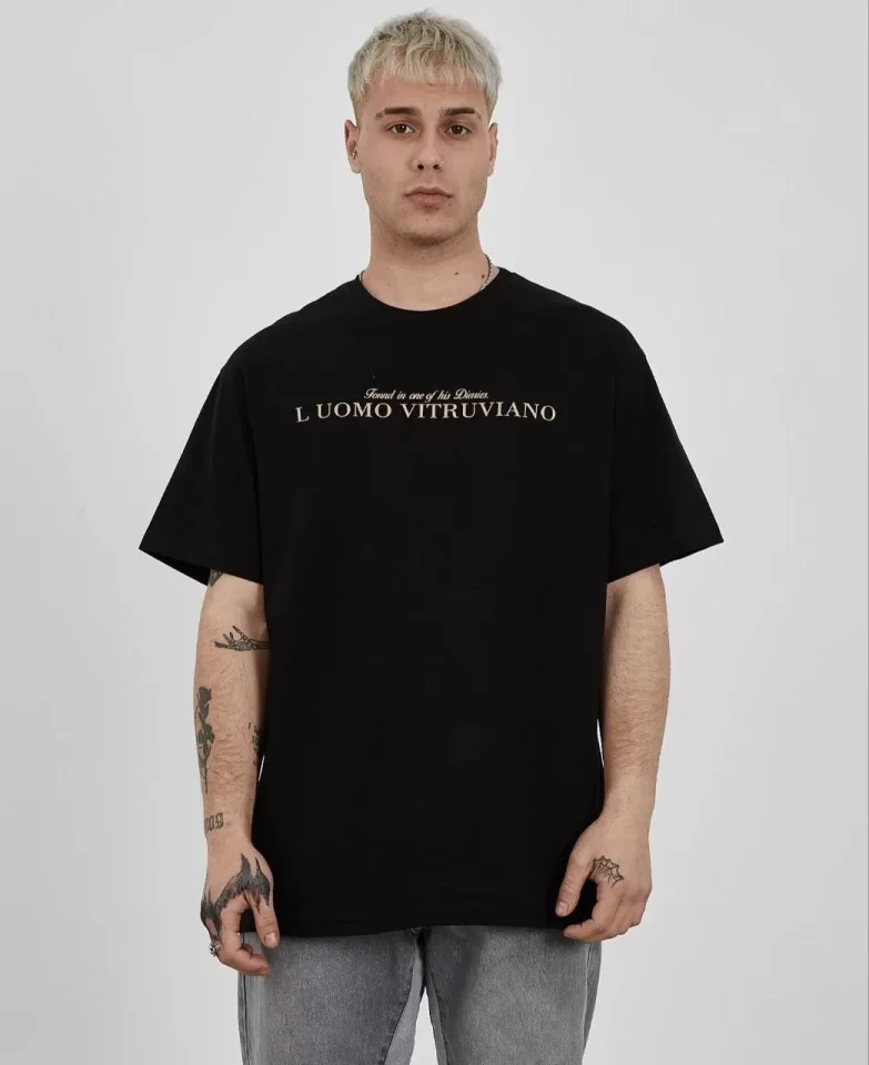 33ece192e9ee26d1d12d5cdb6bda57a8_83916-0.jpg Unisex Bisiklet Yaka Baskılı Oversize T-Shirt - Görsel 1