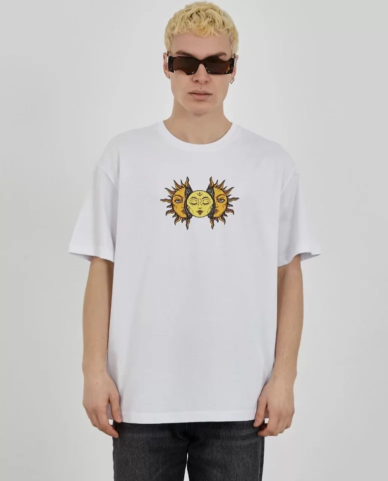 33ece192e9ee26d1d12d5cdb6bda57a8_83928-0.jpg Unisex Bisiklet Yaka Baskılı Oversize T-Shirt - Görsel 1