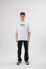Unisex Bisiklet Yaka Baskılı Oversize T-Shirt - Siyah - Görsel 2