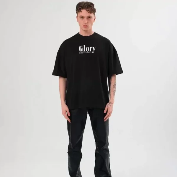 Unisex Bisiklet Yaka Baskılı Oversize T-Shirt