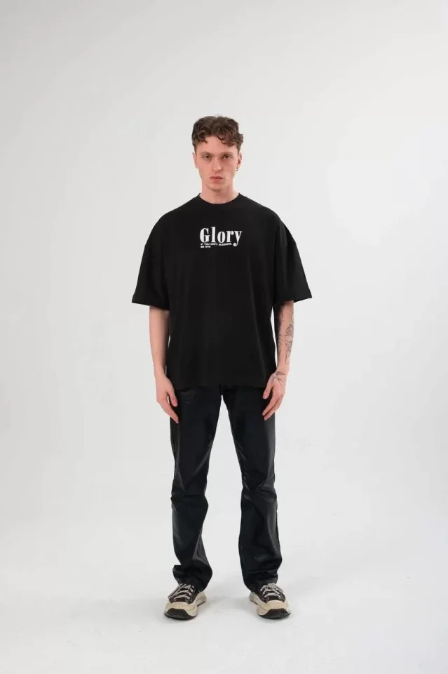 33ece192e9ee26d1d12d5cdb6bda57a8_83947-0.jpg Unisex Bisiklet Yaka Baskılı Oversize T-Shirt - Görsel 1