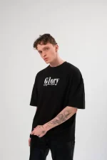 Unisex Bisiklet Yaka Baskılı Oversize T-Shirt - Görsel 2