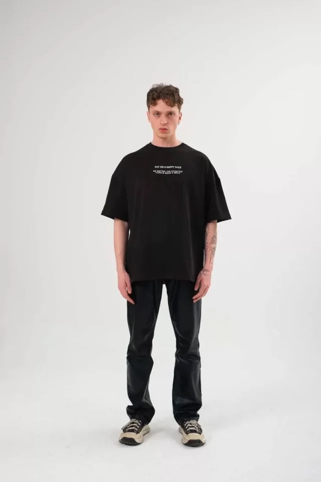 33ece192e9ee26d1d12d5cdb6bda57a8_83969-0.jpg Unisex Bisiklet Yaka Baskılı Oversize T-Shirt - Görsel 1