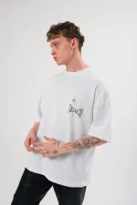 Unisex Bisiklet Yaka Baskılı Oversize T-Shirt - Görsel 2