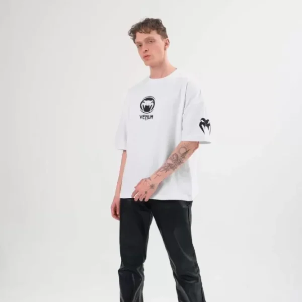 Unisex Bisiklet Yaka Baskılı Oversize T-Shirt