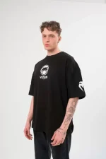 Unisex Bisiklet Yaka Baskılı Oversize T-Shirt - Görsel 2