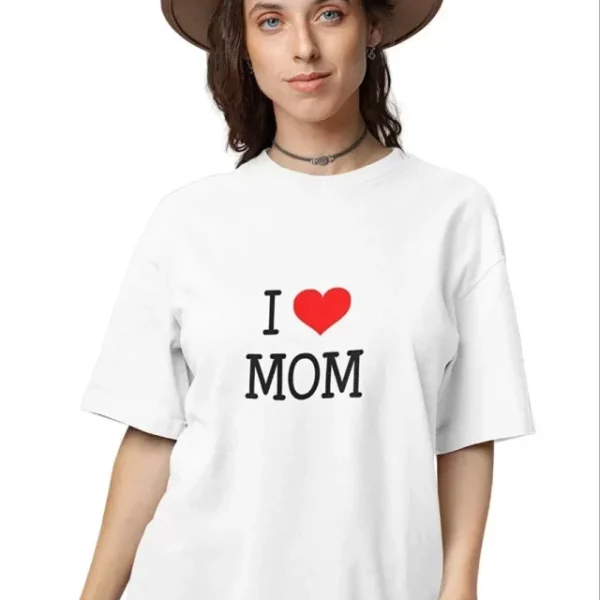 Unisex Bisiklet Yaka Baskılı Oversize T-Shirt