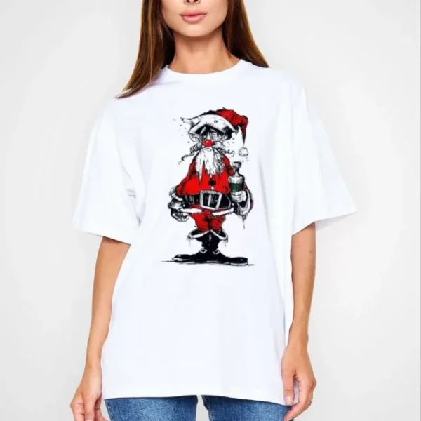 Unisex Bisiklet Yaka Baskılı Oversize T-Shirt