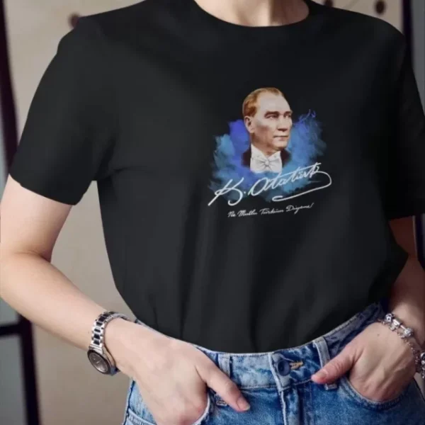 Unisex Bisiklet Yaka Baskılı Oversize T-Shirt