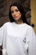 Unisex Bisiklet Yaka Baskılı Oversize T-Shirt - Görsel 3