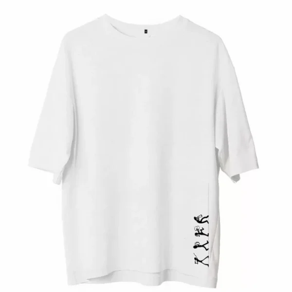 Unisex Bisiklet Yaka Baskılı Oversize T-Shirt
