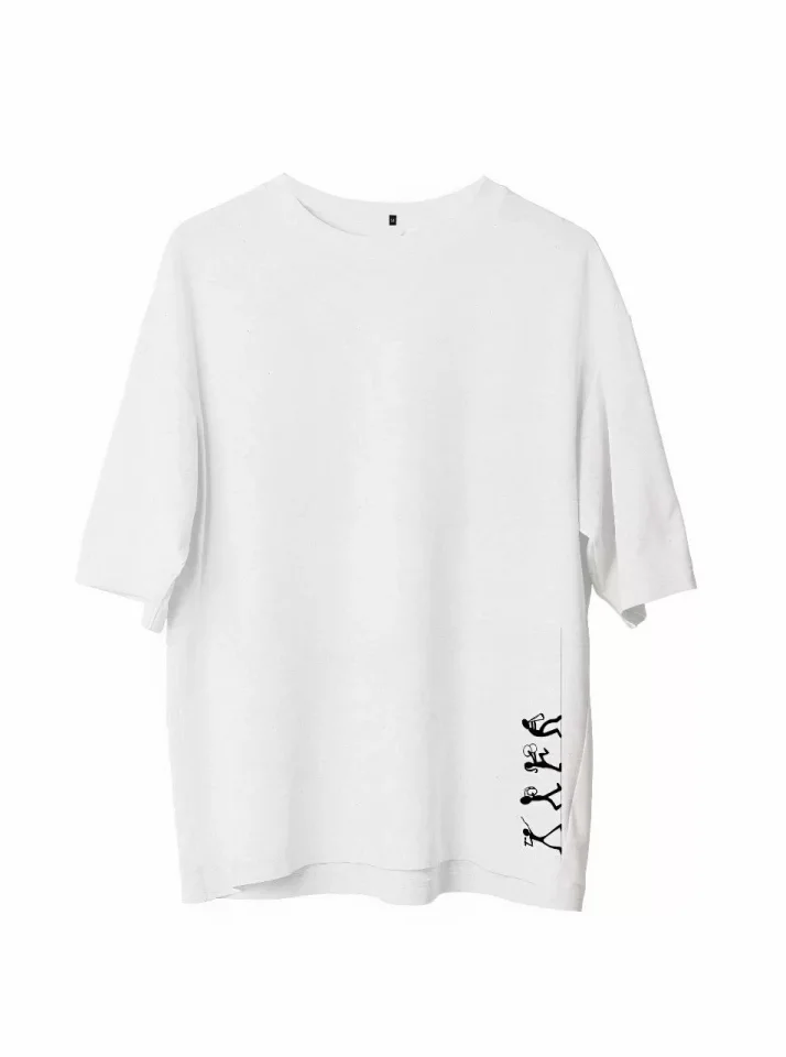 33ece192e9ee26d1d12d5cdb6bda57a8_84153-0.jpg Unisex Bisiklet Yaka Baskılı Oversize T-Shirt - Görsel 1