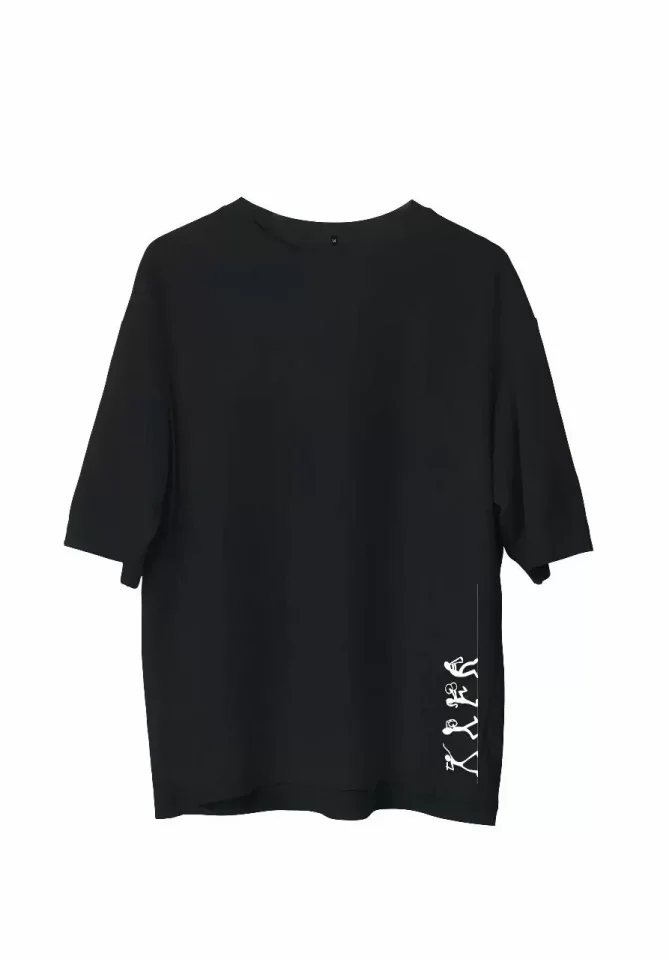 33ece192e9ee26d1d12d5cdb6bda57a8_84159-0.jpg Unisex Bisiklet Yaka Baskılı Oversize T-Shirt - Görsel 1