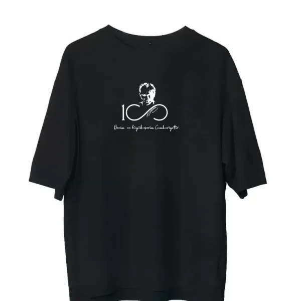 Unisex Bisiklet Yaka Baskılı Oversize T-Shirt
