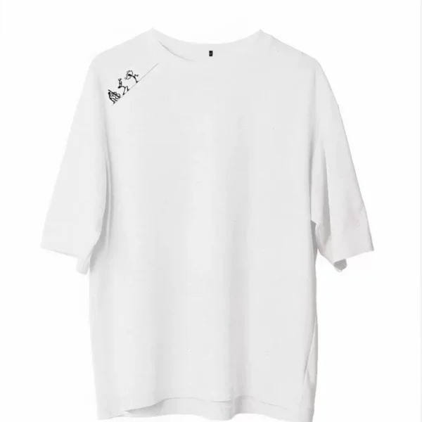Unisex Bisiklet Yaka Baskılı Oversize T-Shirt