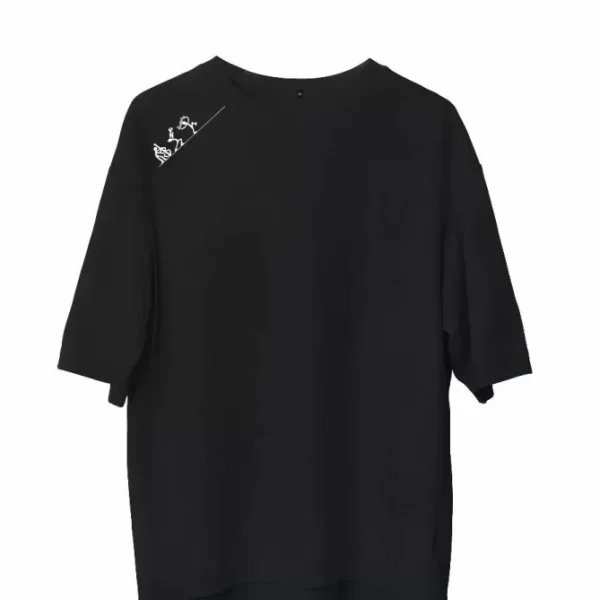 Unisex Bisiklet Yaka Baskılı Oversize T-Shirt