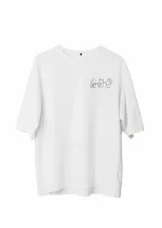 Unisex Bisiklet Yaka Baskılı Oversize T-Shirt