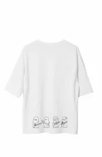 Unisex Bisiklet Yaka Baskılı Oversize T-Shirt - Görsel 2