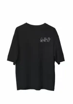 Unisex Bisiklet Yaka Baskılı Oversize T-Shirt