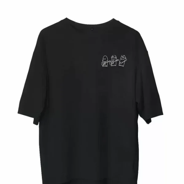 Unisex Bisiklet Yaka Baskılı Oversize T-Shirt