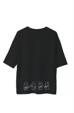 Unisex Bisiklet Yaka Baskılı Oversize T-Shirt - Görsel 2