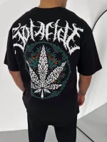 Unisex Bisiklet Yaka Baskılı Oversize T-Shirt - Görsel 3