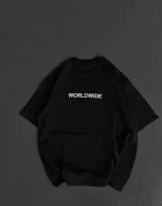 Unisex Bisiklet Yaka Baskılı Oversize T-Shirt