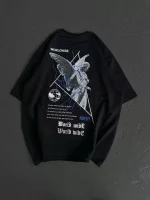 Unisex Bisiklet Yaka Baskılı Oversize T-Shirt - Görsel 2
