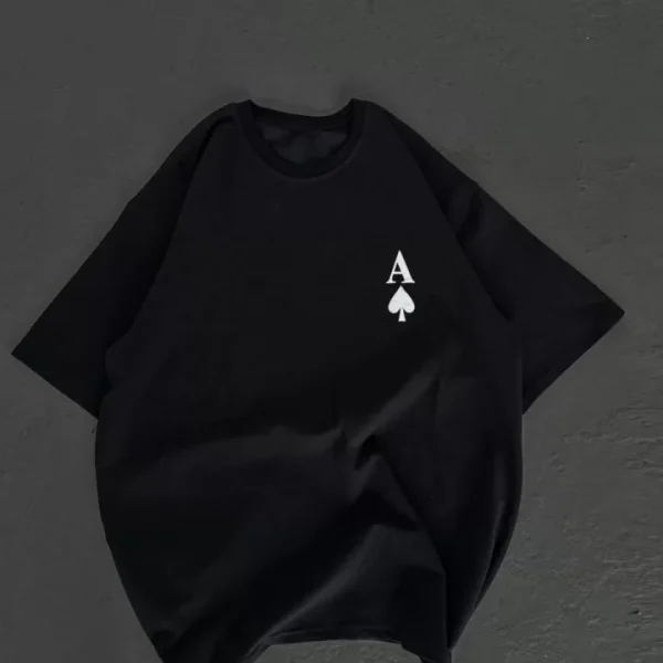 Unisex Bisiklet Yaka Baskılı Oversize T-Shirt