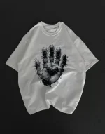Unisex Bisiklet Yaka Baskılı Oversize T-Shirt