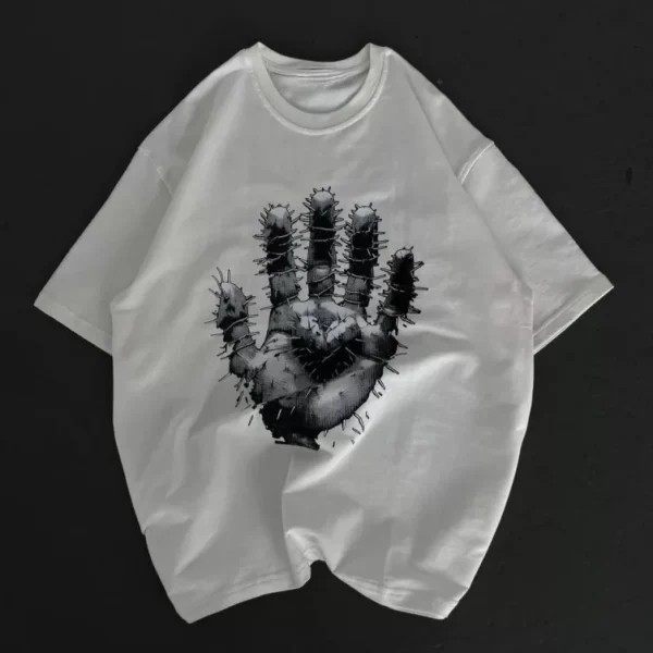 Unisex Bisiklet Yaka Baskılı Oversize T-Shirt
