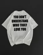 Unisex Bisiklet Yaka Baskılı Oversize T-Shirt - Görsel 2