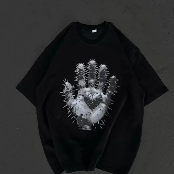 Unisex Bisiklet Yaka Baskılı Oversize T-Shirt