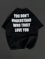 Unisex Bisiklet Yaka Baskılı Oversize T-Shirt - Görsel 2