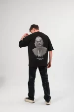 Unisex Bisiklet Yaka Baskılı Oversize T-Shirt - Görsel 2