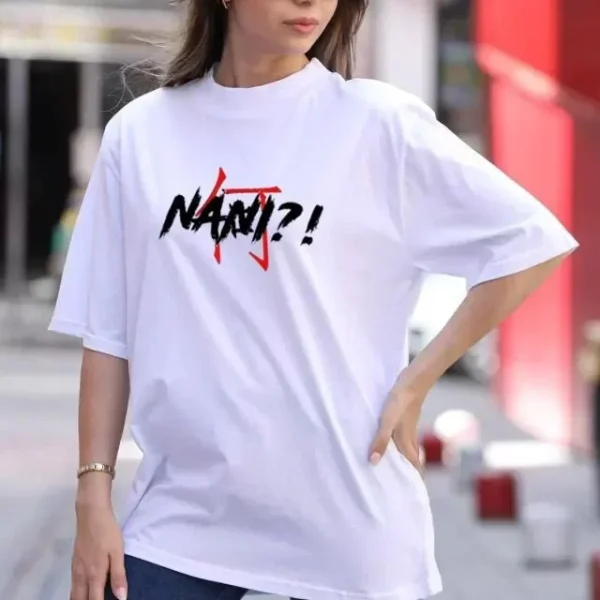 Unisex Bisiklet Yaka Baskılı Oversize T-Shirt