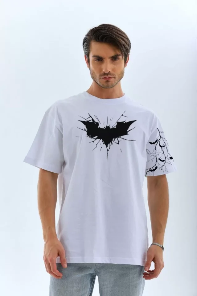 33ece192e9ee26d1d12d5cdb6bda57a8_84455-0.jpg Unisex Ön Ve Kol Baskılı Oversize T-shirt - Görsel 1