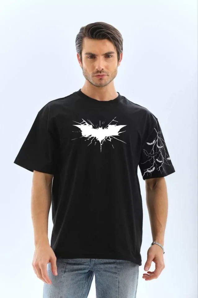 33ece192e9ee26d1d12d5cdb6bda57a8_84461-0.jpg Unisex Ön Ve Kol Baskılı Oversize T-shirt - Görsel 1