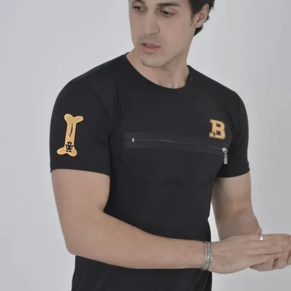 Unisex Göğüs Fermuarlı Baskılı T-Shirt